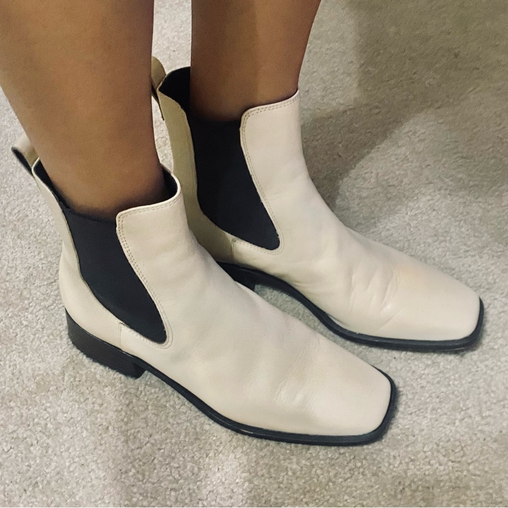 Sam Edelman Vanilla and Deep Brown Thelma Chelsea Ankle Boots